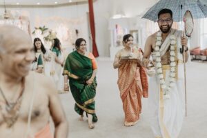 Tamil Brahmin Wedding Traditions In Alberta | A Wedding Photographer'S Guide Kashi Yatra in Tamil Brahmin Weddings