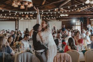 Wedding reception fun at Pioneer's cabin wedding Edmonton Alberta