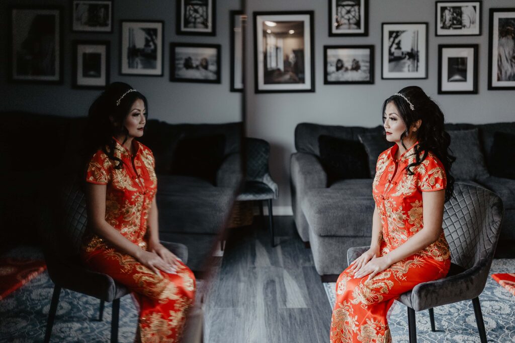 Creative Bride portrait at Chinese Wedding at Grand Imperial Banquet Edmonton